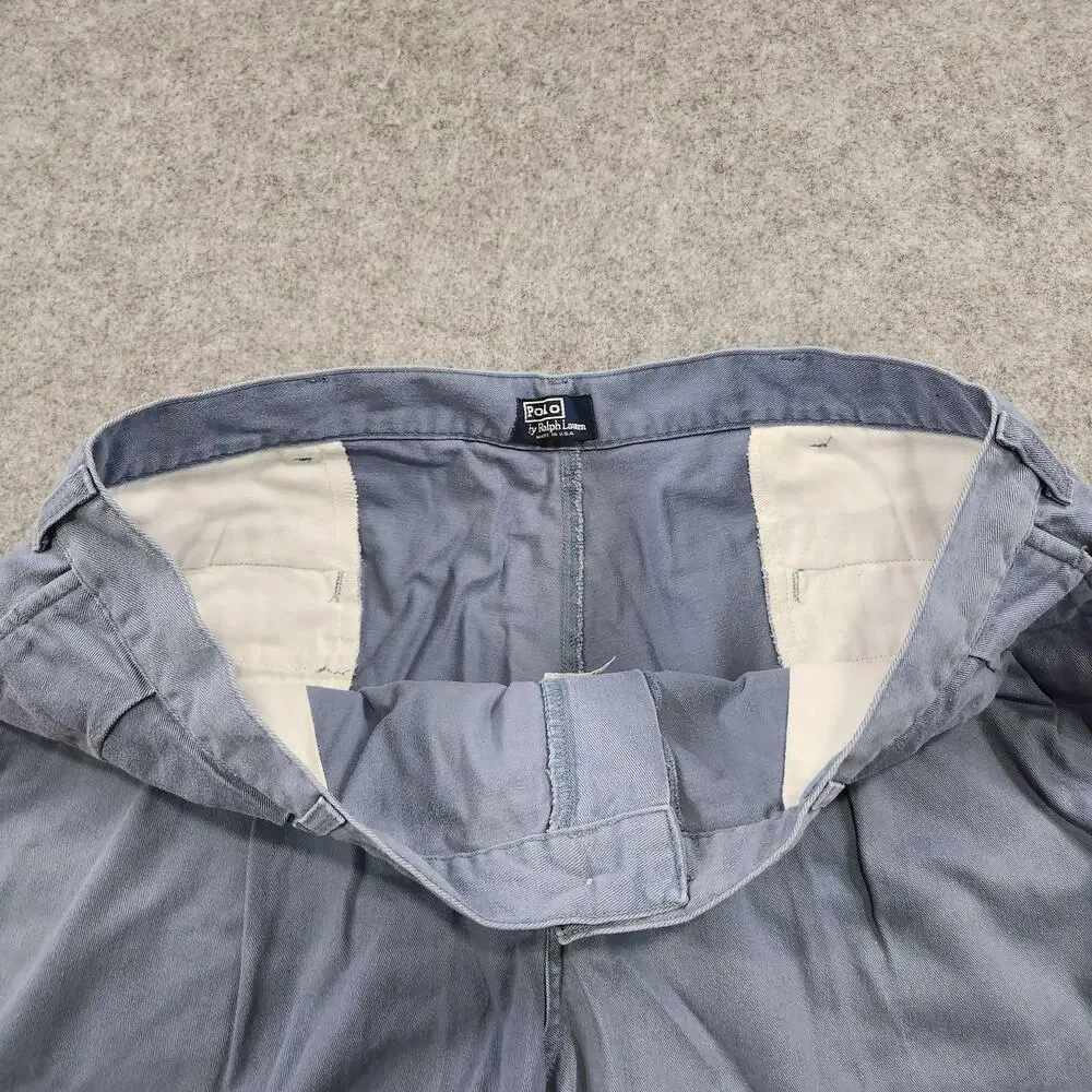 Vintage Polo‎ Ralph Lauren Shorts Mens 40 Blue Pleated Chino Classic USA 90s 80s